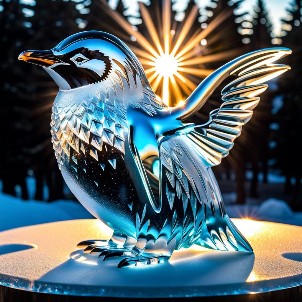 Ice sculpture of penguin - AI Generated Artwork - NightCafe Creator