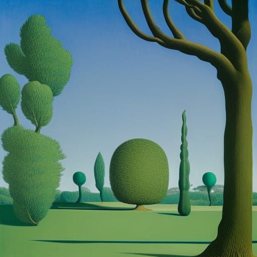 "A beautifully rendered aesthetic expression of Magritte hou...