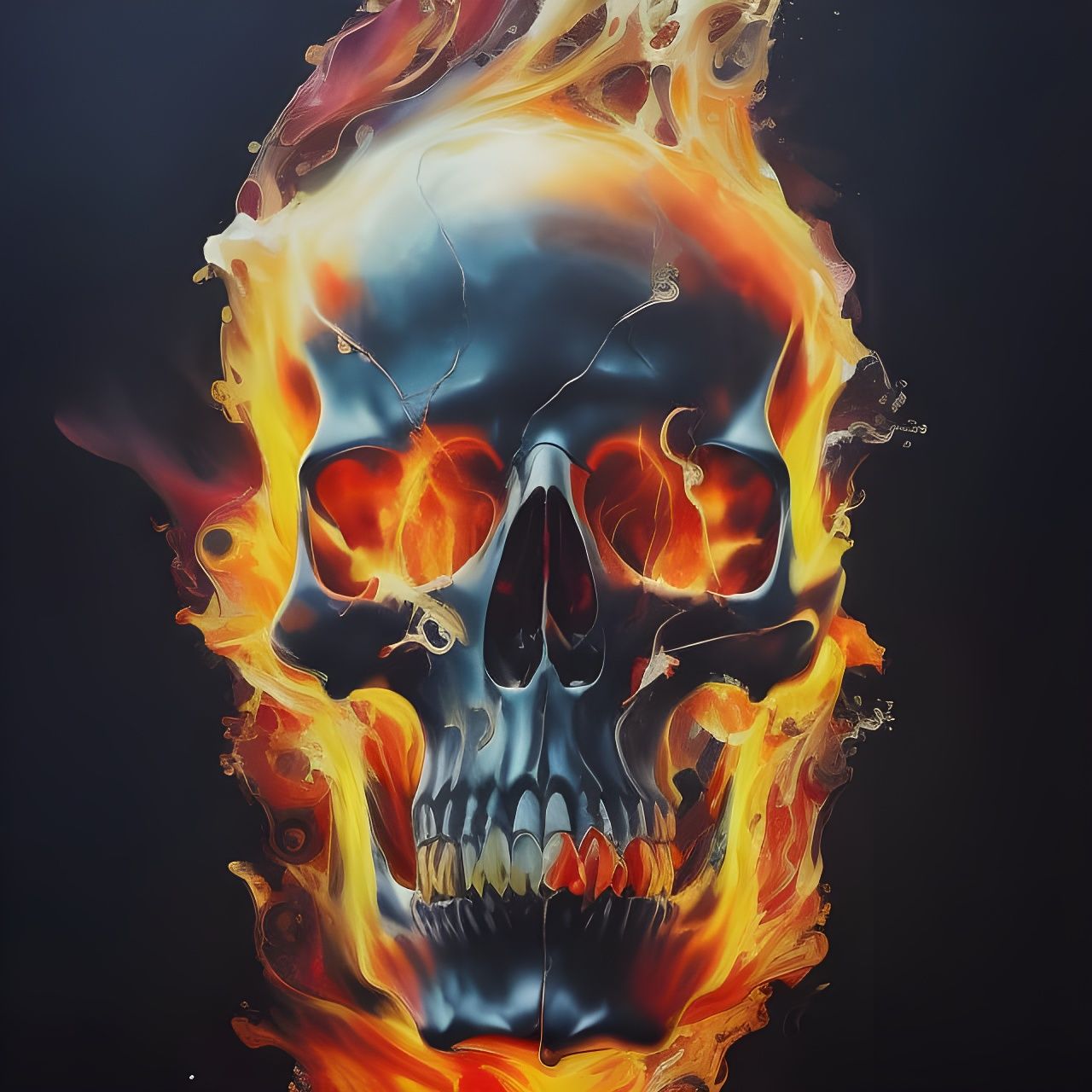 Colorful Ink Splash Skull Portrait in Digital Art Style