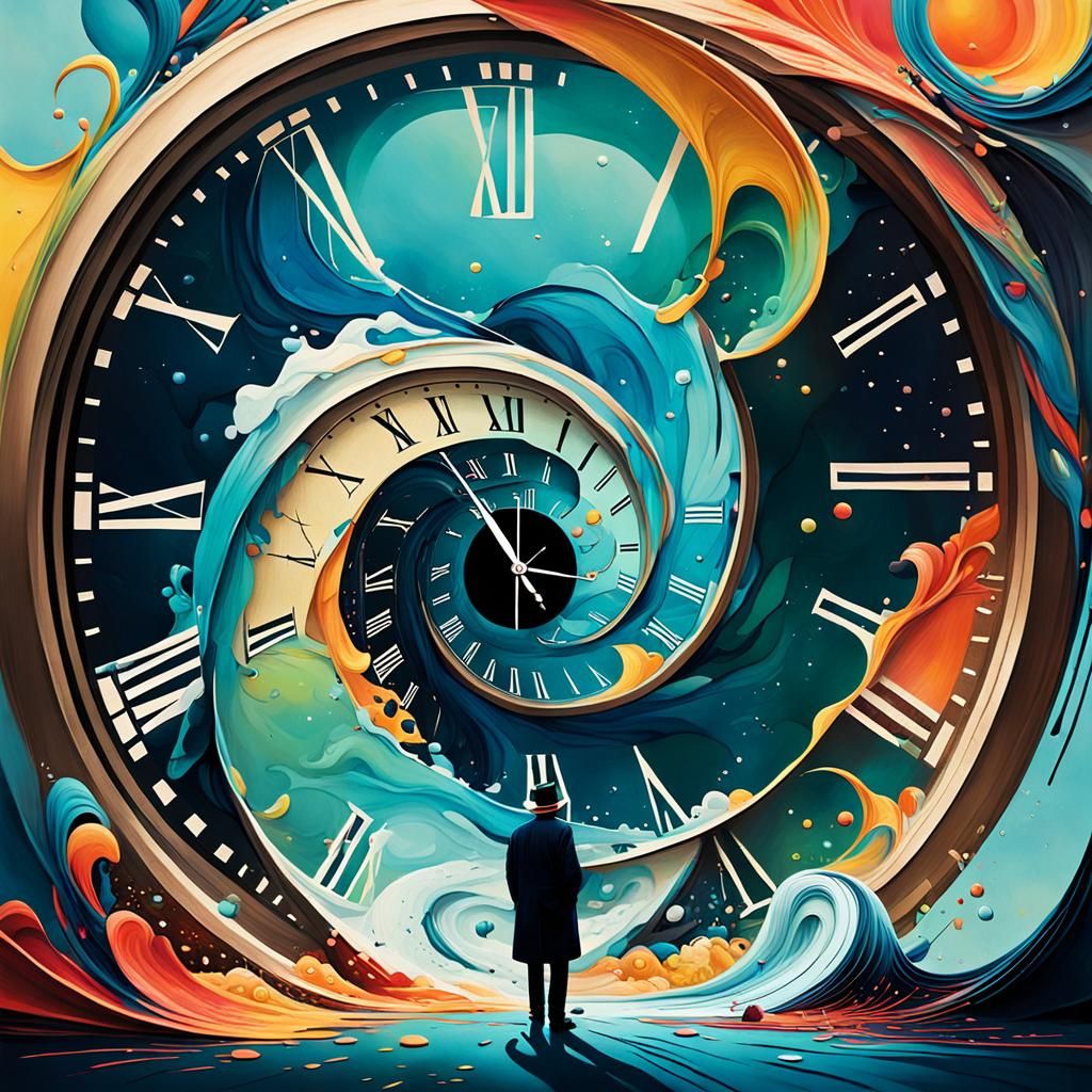 Imaginative scenes showcase characters interacting with temporal elements, playing with the illusion ...  by @Tara