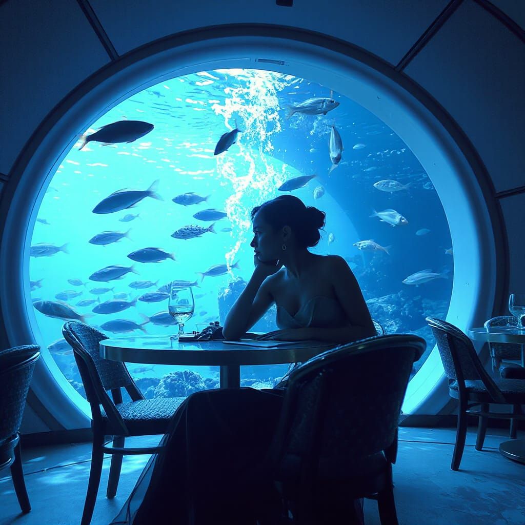 Waiting in an underwater restaurant  by @XII