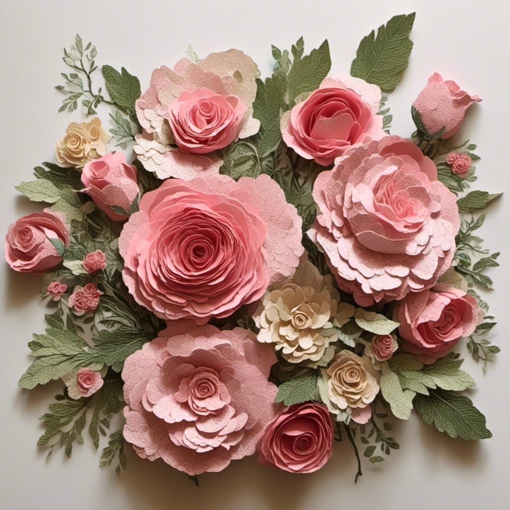 A bouquet of beautiful roses, <lora:paper:1.0>