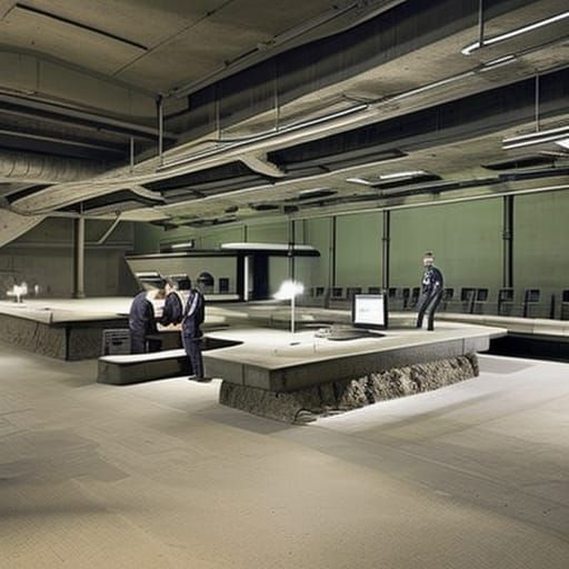 An underground nuclear bunker with people working