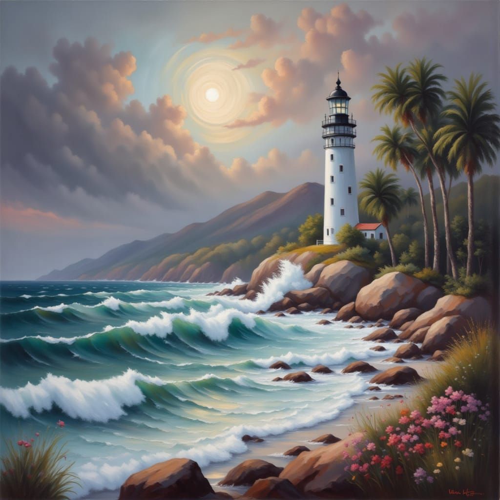 Stormy ocean and lighthouse <lora:ModernImpressionnist:1.0>