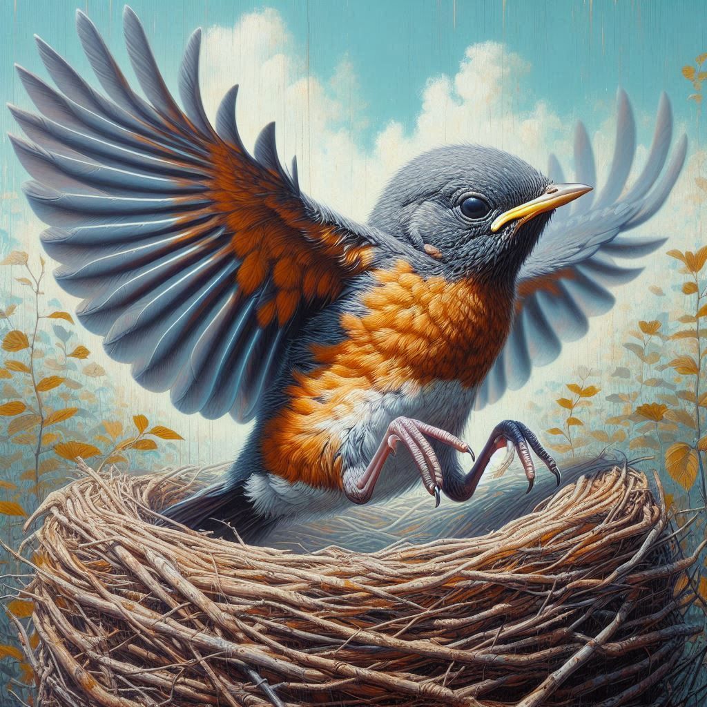 Proud robin's first flight