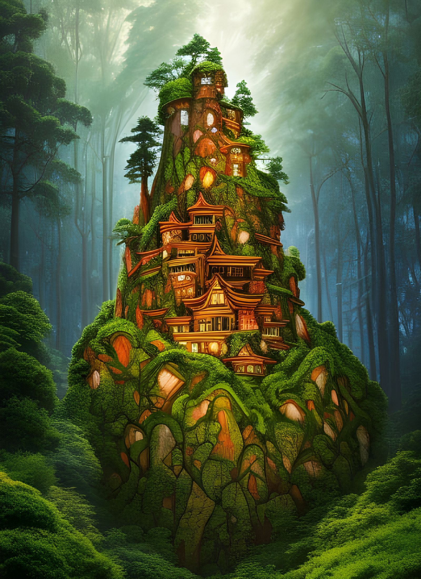 Enormous Forest Fortress as Detailed Concept Art