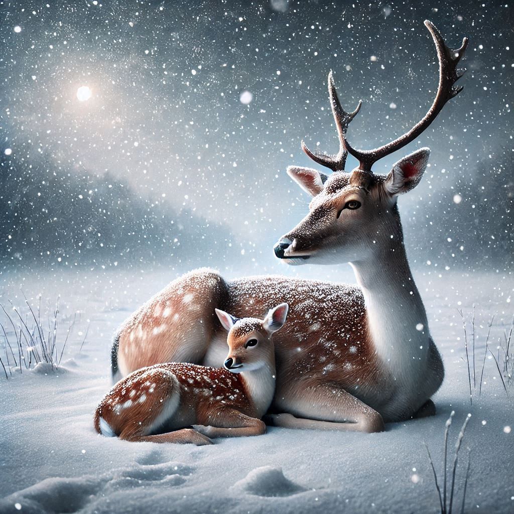 Deer in snow