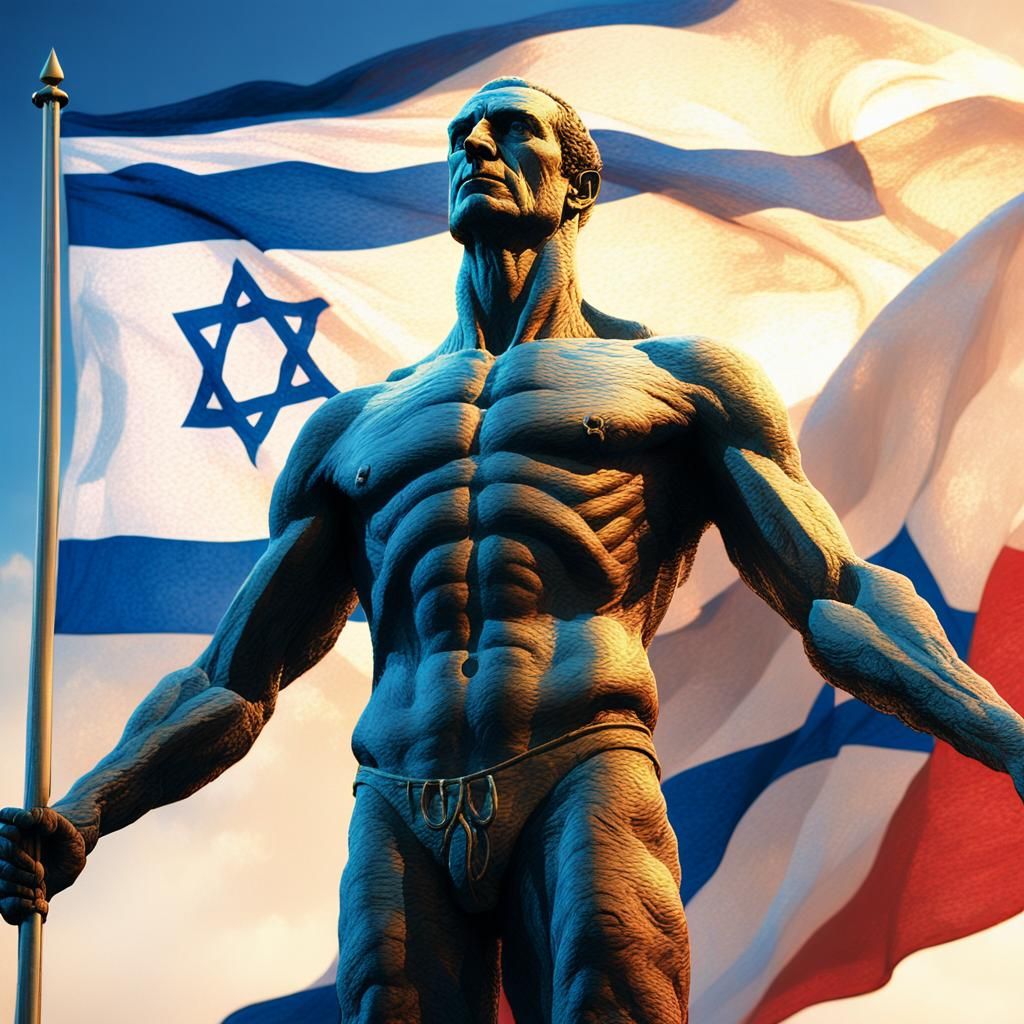 Israeli Flag Ethereal Concept Art in Beksiński Style