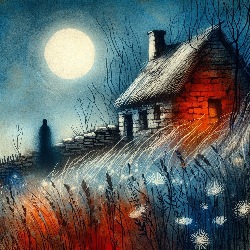 Monochromatic blue orange ghostly figure 2  by @Nathalie 