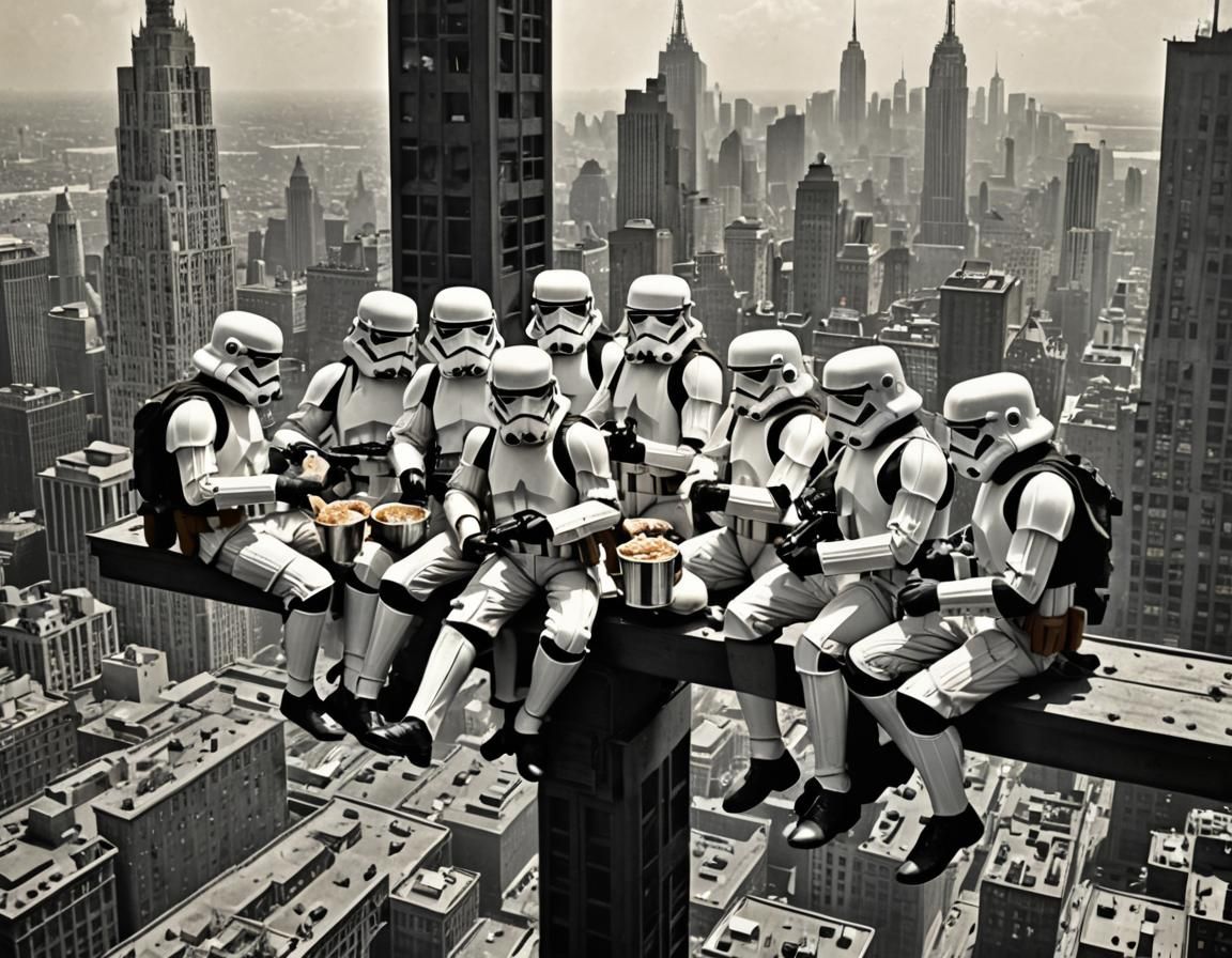 Wacky Historical Photo: "Lunch Atop A Skyscraper" StarWars Troopers  by @JustBubu