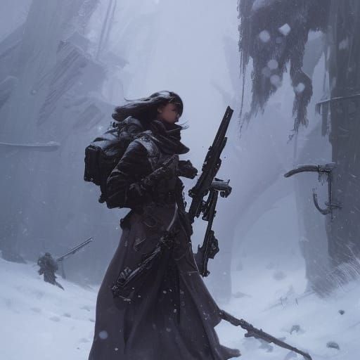 Female soldier snow - AI Generated Artwork - NightCafe Creator