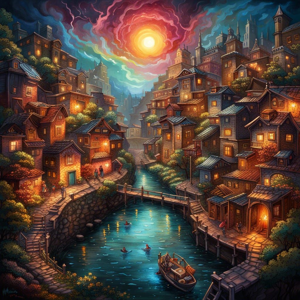 A serene night in a magical village  by @sh548