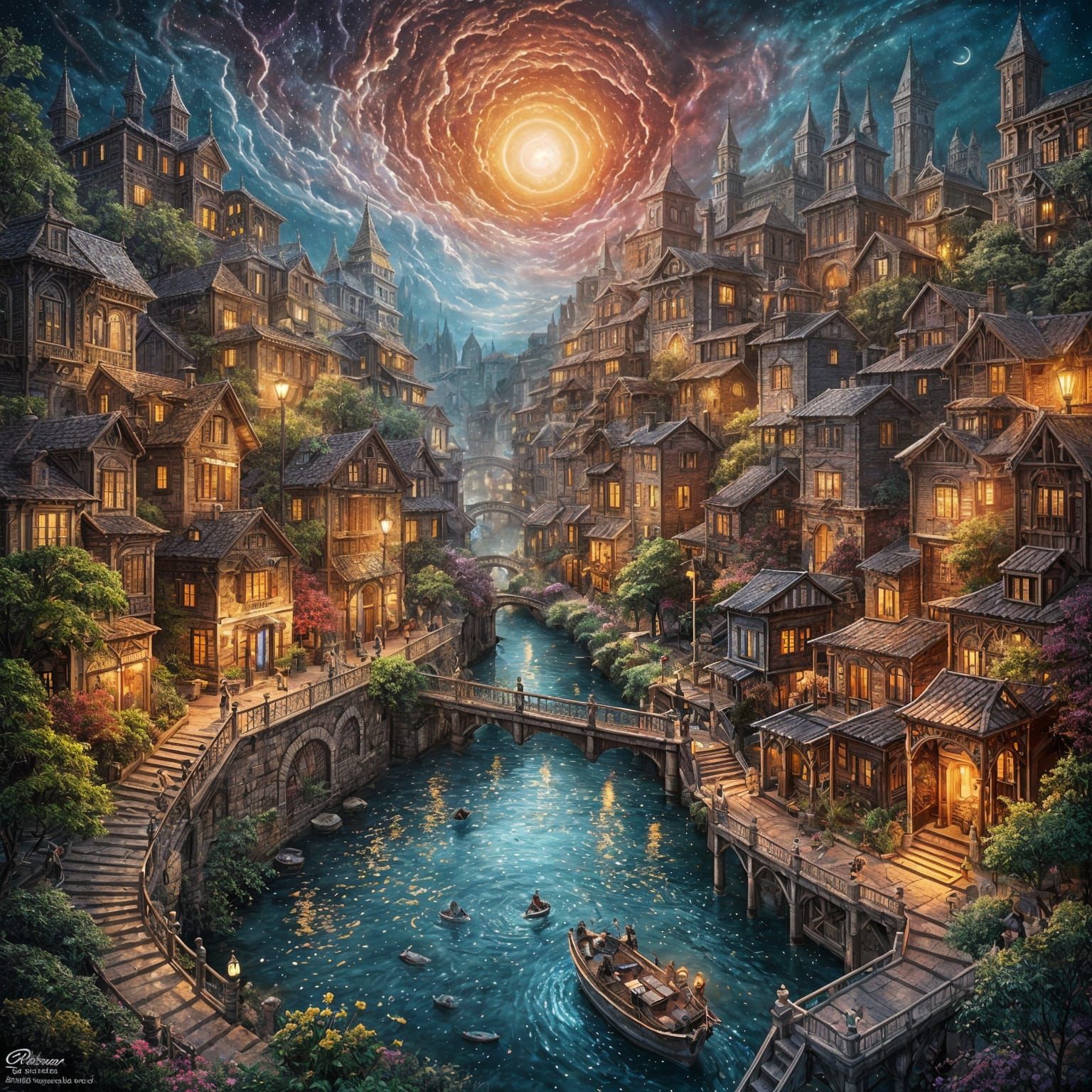 A serene night in a magical village  by @sh548