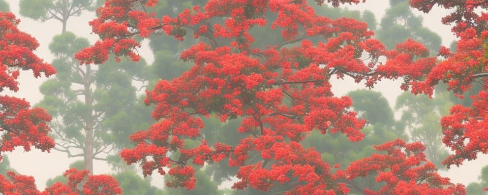 the bird's view of matte painting of forest is of verdant bo...