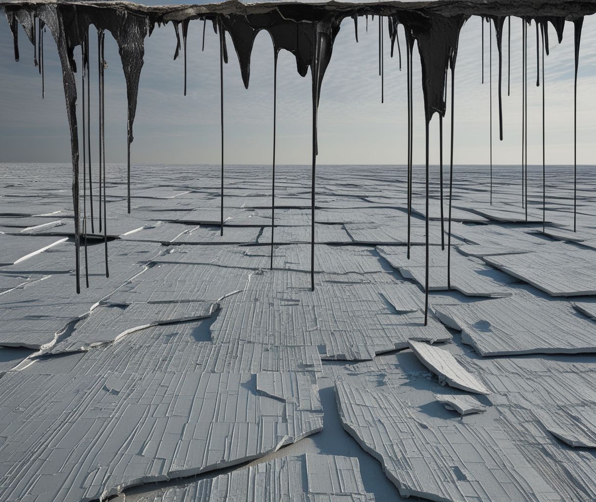 Mixed media landscape with tar #2