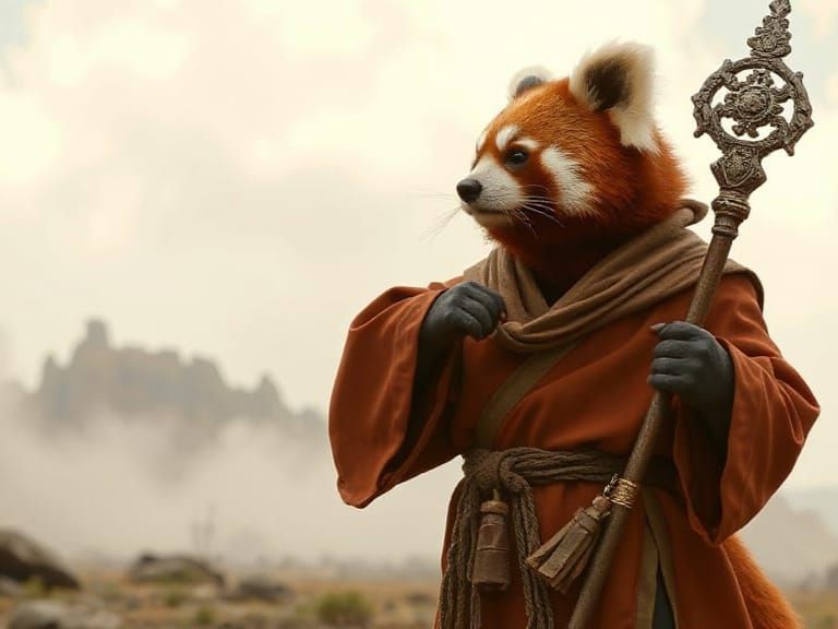 New cleric, Red Panda, looking to help injured after battle.  by @RJself