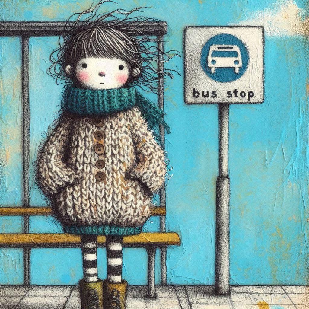 Girl at the bus stop