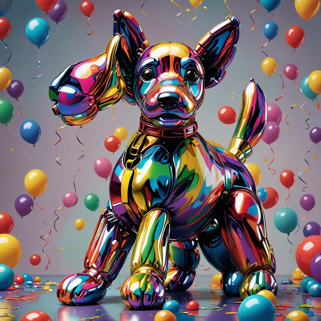 Pop art balloon dog large and shiny