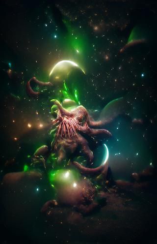 Cthulhu in space VRay volumetric lighting trending on Artsta...