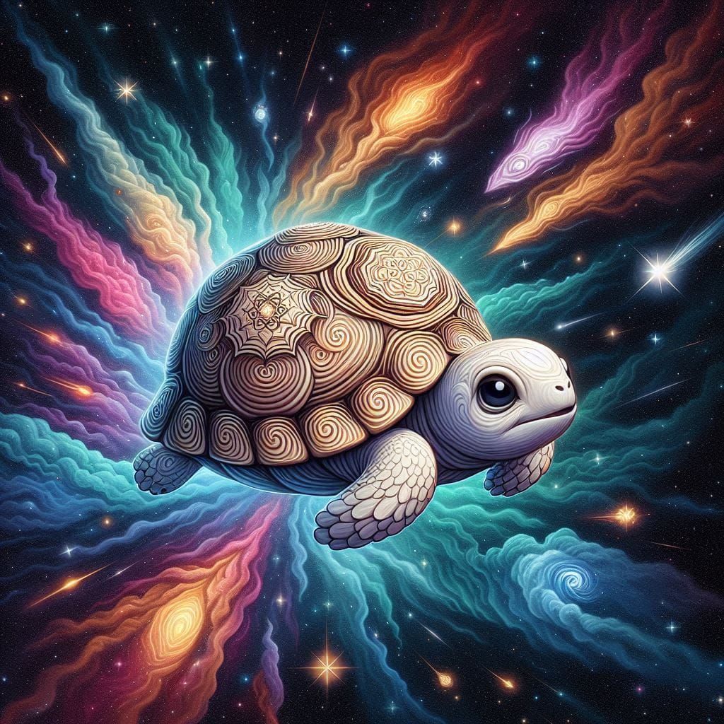 A Tortoise floating through space