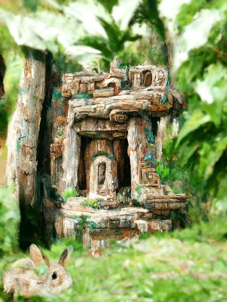 Mayan bunny themed temple in the jungle