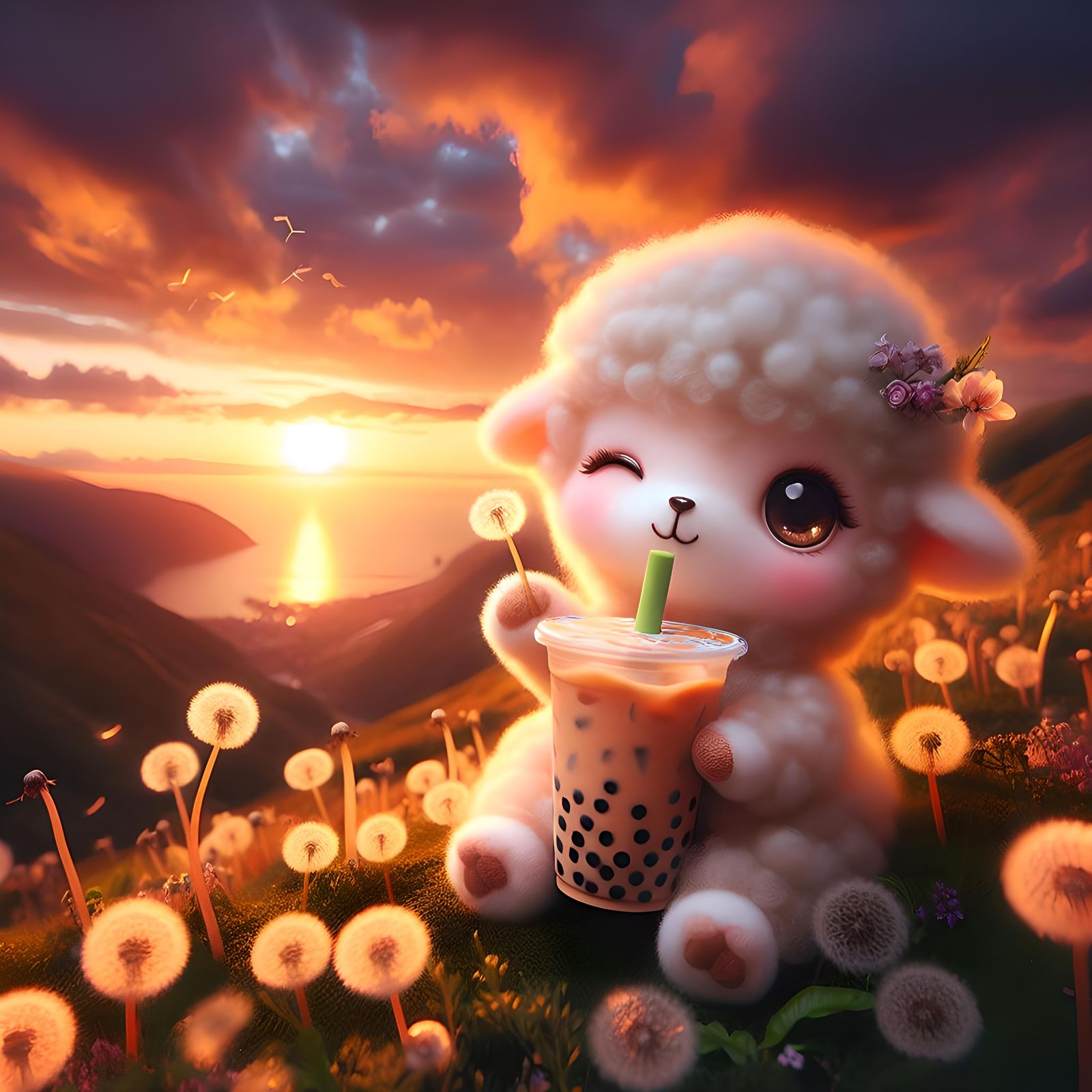 Sorry, this drink's all mine! 🧋🐑🤍