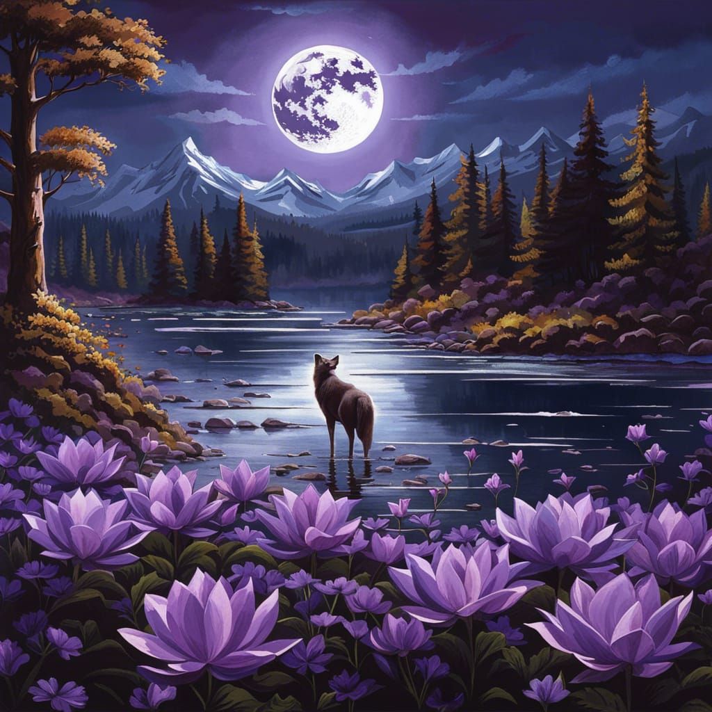 Wolf and Lake - AI Generated Artwork - NightCafe Creator