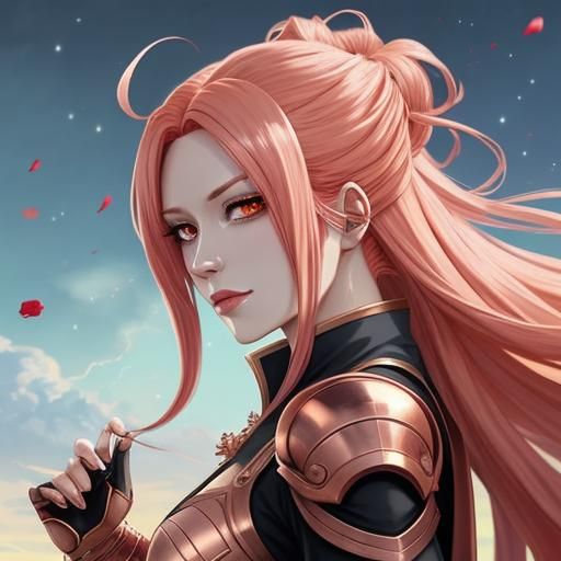 Anime Dragon Girl with Rose Gold Hair