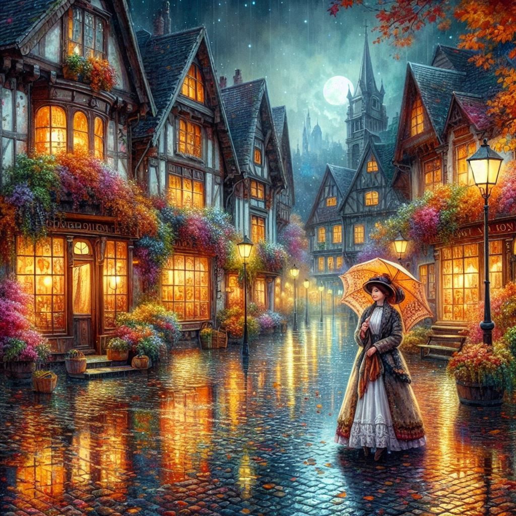 A Moment of Solitary Solace in Rainy Victorian Lyon