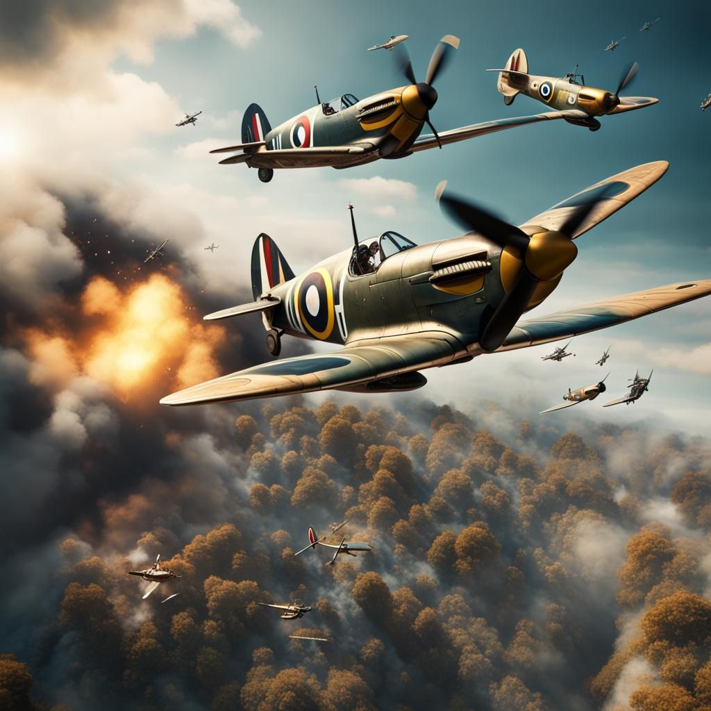 spitfires in air battle steampunk