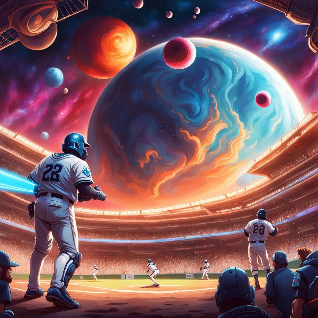 Intergalactic Baseball Game  by @Dark_AiArt