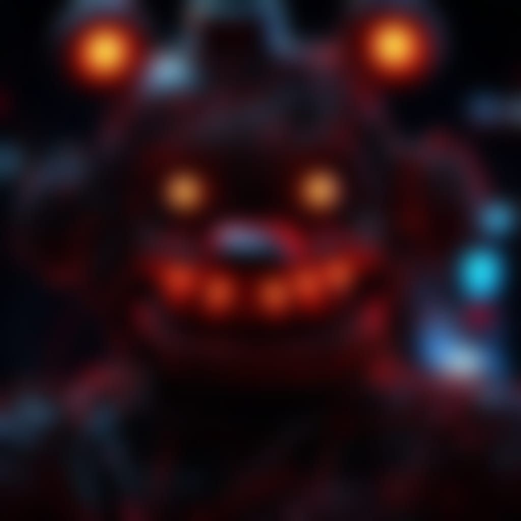 Fnaf Neon Molten Freddy Black Background Red Glowin Eyes Mess Of