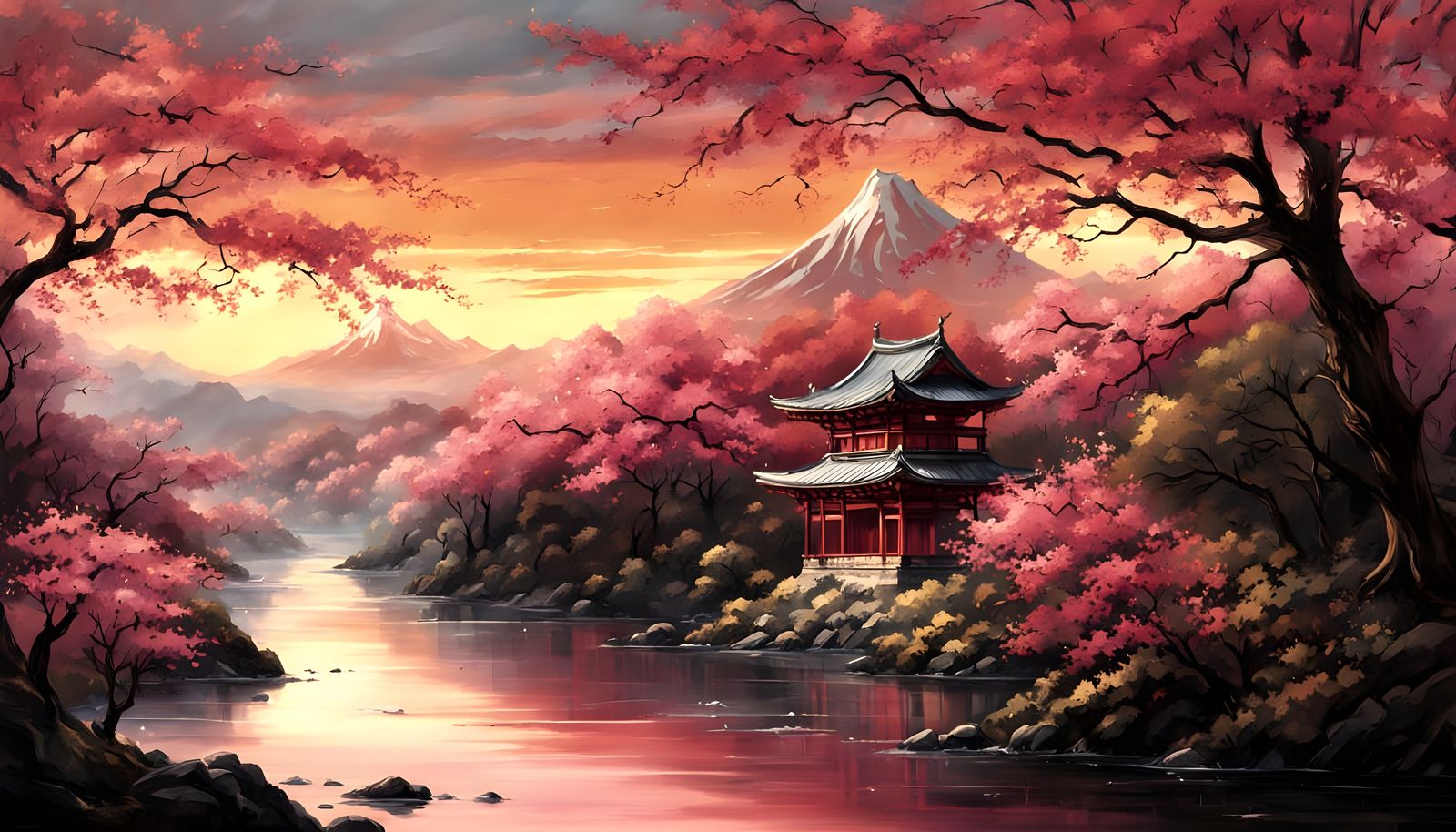 Sunrise on a spring morning in a Japanese river landscape  by @DiegoHamburg