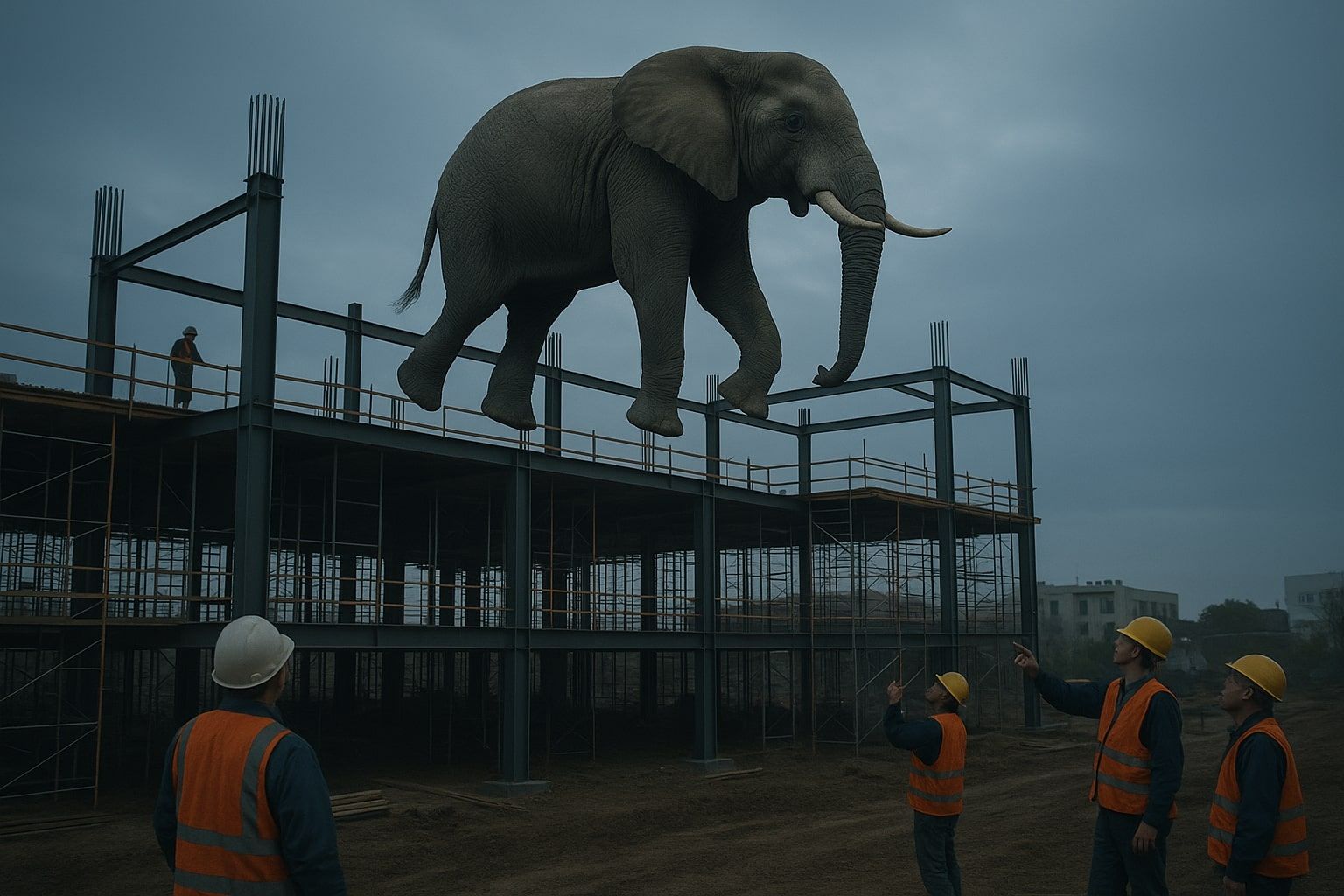 Ah geez. Another floating elephant. Better get the foreman.