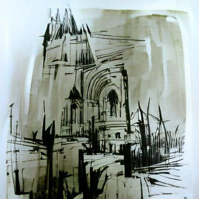 Ink Sketch on paper; the cathedral 