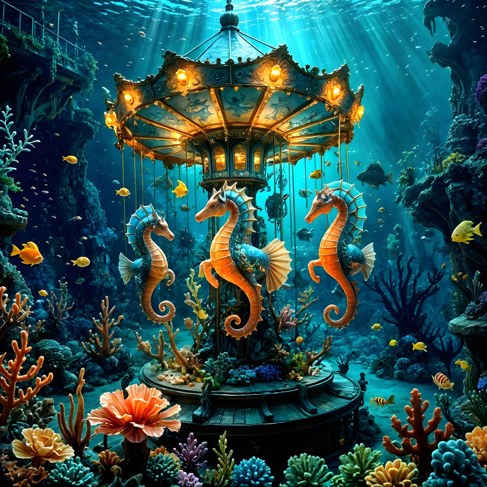 Underwater carousel for mermaids   by @Kikifoufou