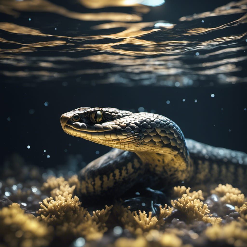 Python lurking under the water!! 8k resolution, detailed lighting ...
