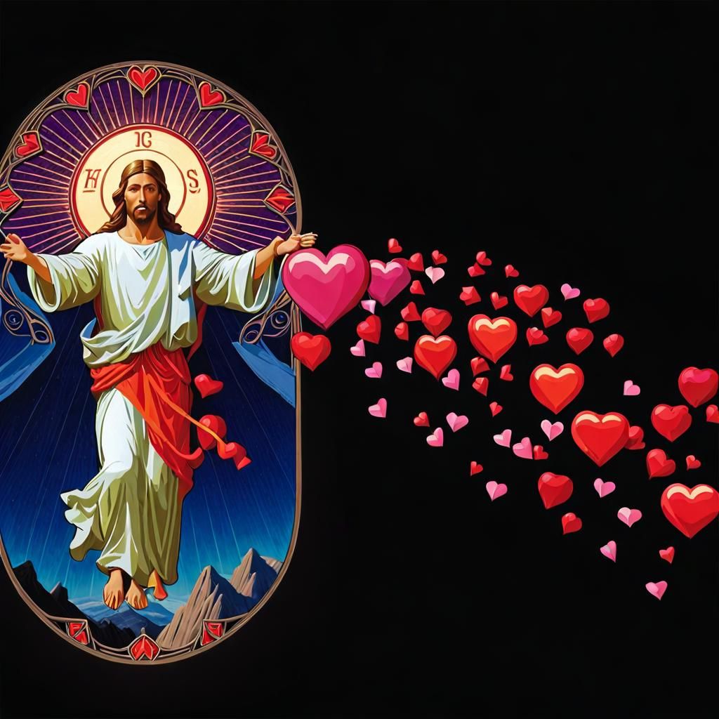 Jesus Christ Portrait: Agape Love in Art Nouveau Style