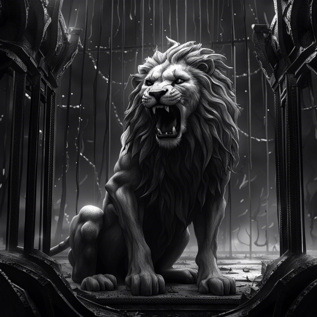 Caged lion V.2 - AI Generated Artwork - NightCafe Creator