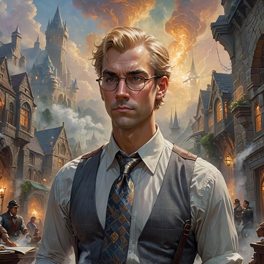 Exhausted Office Worker in Dungeons and Dragons Style