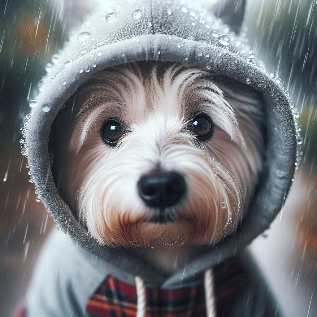 Cute Westie in the Rain