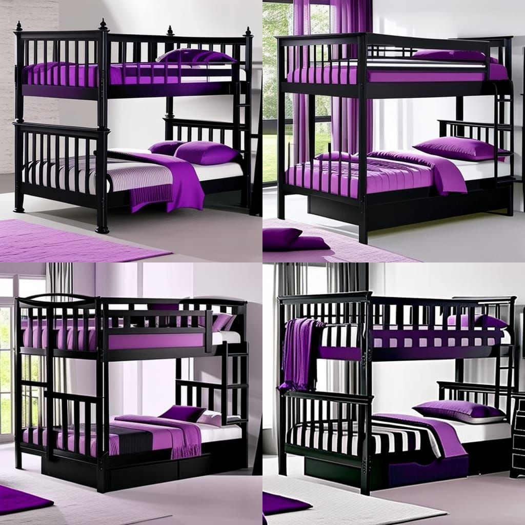 Ethereal gothic purple bunkbeds& with ethereal gothic black wooden bed