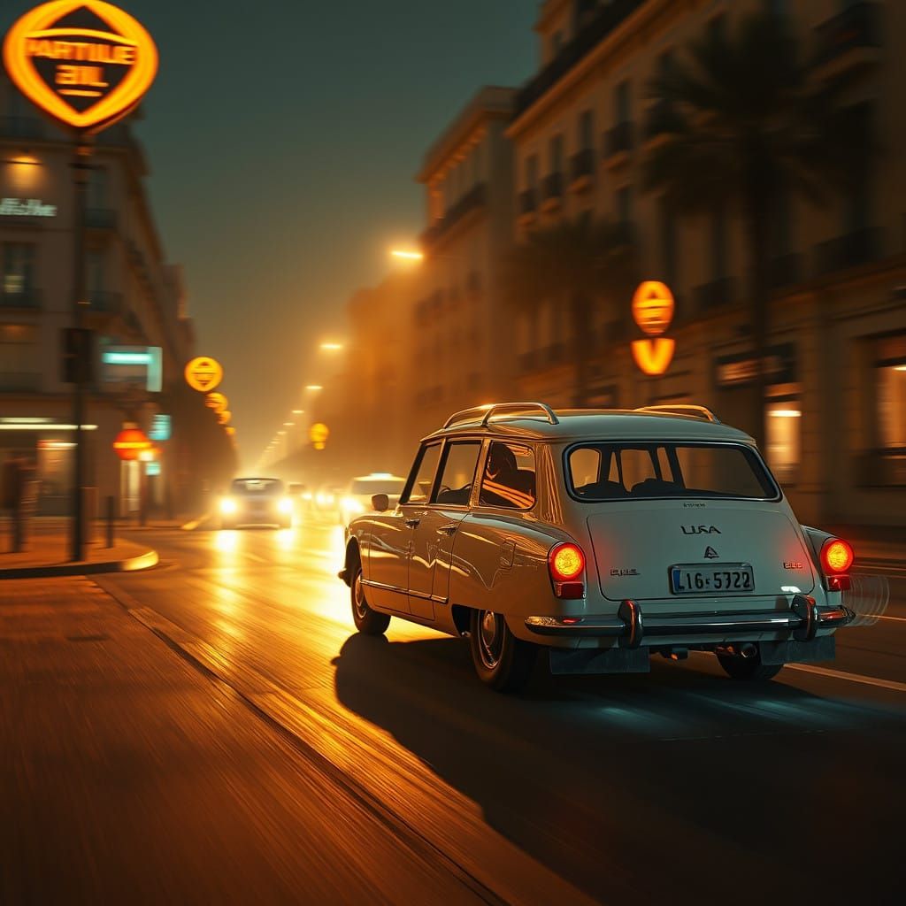 Gleaming Citroën DS 21 Kombi Speeds Down Futuristic Marseill...