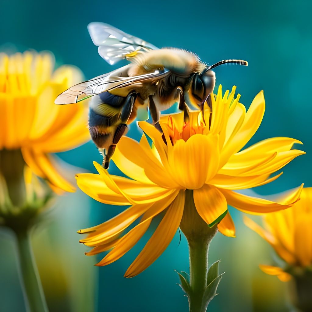 Bees in a Flower Garden: Hyperdetailed Fantasy Art