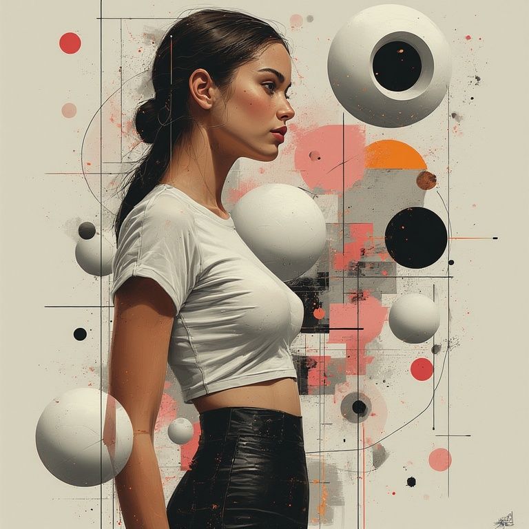 Side portrait with spheres