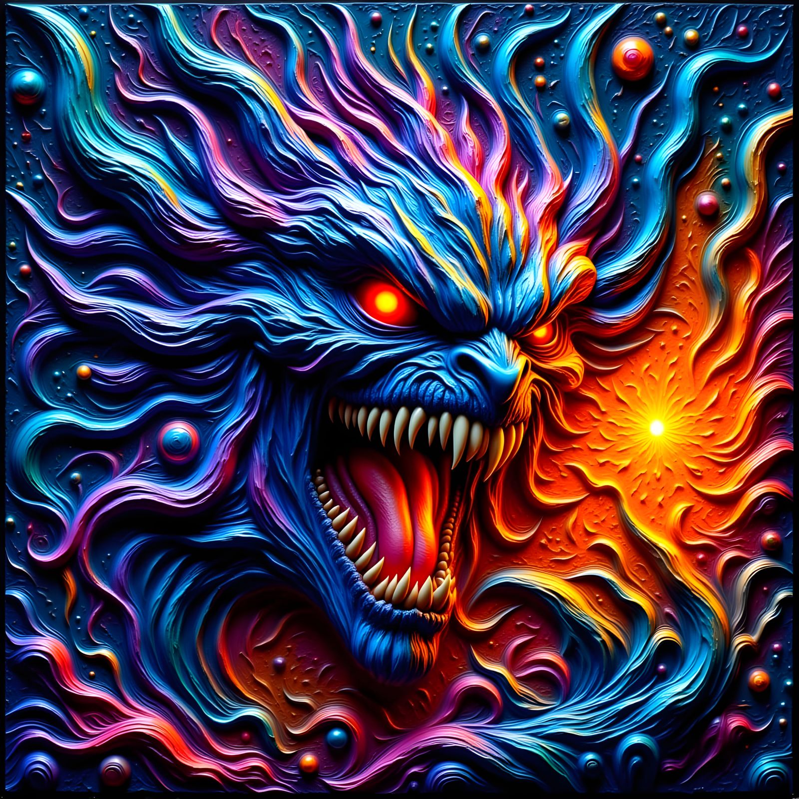 Stunning Glass Mosaic Artwork: Mythical Monster in Vibrant, ...