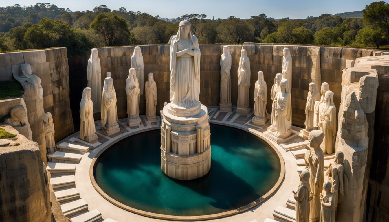 The Alabaster Monument of Mnemosygne hovers majestically abo...