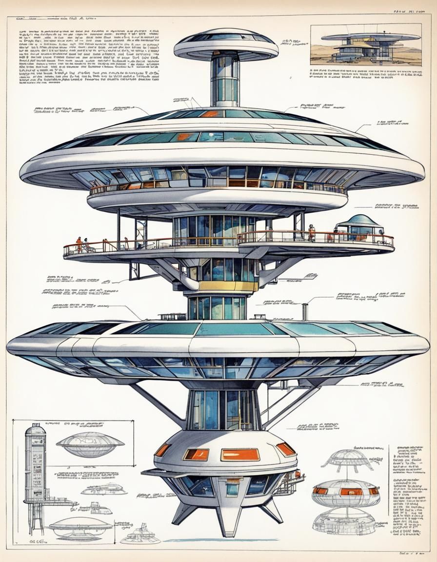 atomic space age multi-level home, slender supports (surviva...