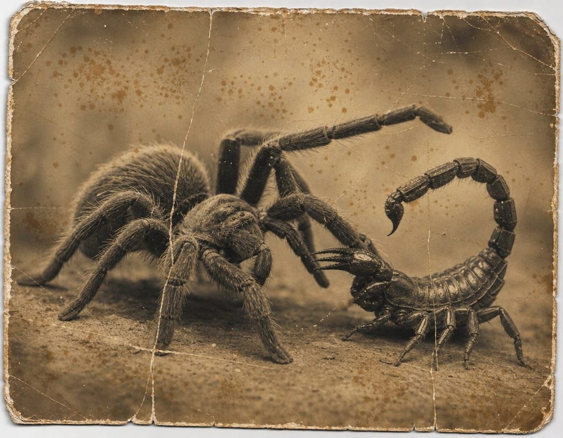 Epic tarantula and scorpion attack each other