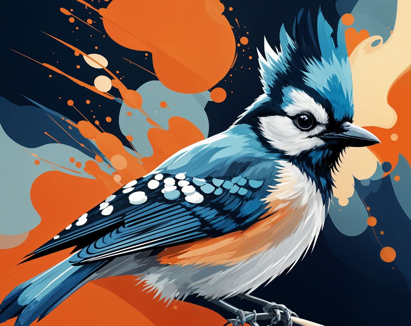 Bird and art ! Blue jay in modern style.  by @Dreamer in Hell